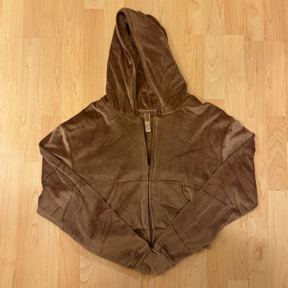 Skims velour hoodie tan medium